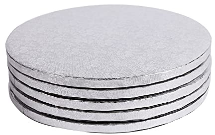 Miss Bakery's House® Tårttrummor, 5-pack, 12 mm, diameter 20 cm, silver, stabil, foliebelagd kakhållare, kakhållare, stapling, lager, stapling
