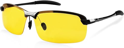 SunAurora Lunettes de Conduite de Nuit,HD Anti-éblouissement Polarisé Sécurité des Lunettes,Protection UV400,Réduire la Fatigue Oculaire et Les Maux de Tête,Ultra Léger pour Hommes et Femmes