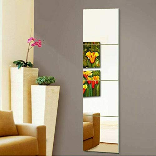 Elex 4pcs Square Glass Mirror Tiles Wall Mounted Bathroom Living Room Makeup Kitchen 30cm x 30cm