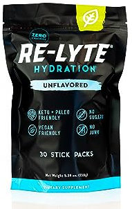REDMOND Re-Lyte HYDRATION Drink Mix SIN SABOR, 30 sobres de 6,3 g - Electrolitos en polvo, sin azúcar, con auténtica sal Redmond Real Salt y más de 60 minerales y oligoelementos esenciales