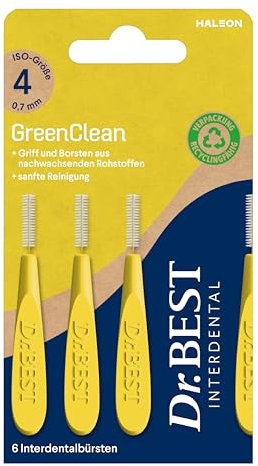Dr. BEST GreenClean Interdental, taglia 4, confezione da 6 scovolini interdentali per una pulizia delicata degli spazi interdentali