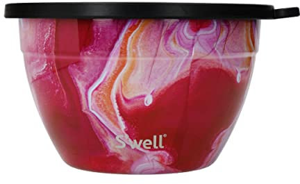 S'well Salad Bowl Kit, Rose Agate, 1.9L - Salad Lunch Box with Condiment Container and Removable Tray