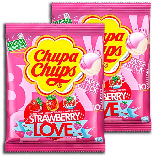 2 Il Paquet Chupa Chups Strawberry Love 2 X 10er (2 X 120g Sac)