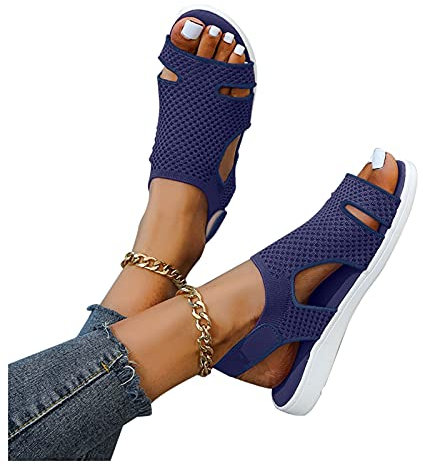 MeiLyviba Sandalen Damen Sommer Keilabsatz Schuhe Sommerschuhe Plateau Sandalen Sommer Schuhe Für Frauen Elegant Ortopädicheschuhe Espadrilles für Keilabsatz Sneaker Einfarbig Strandschuhe Frauen