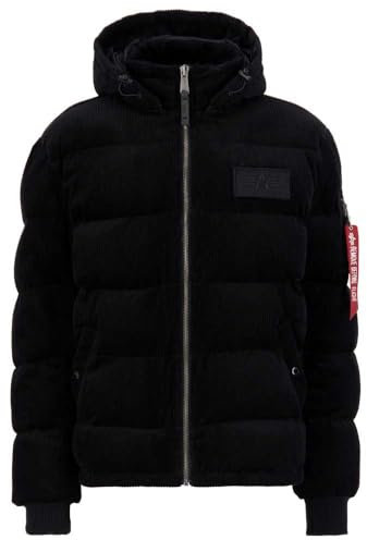Alpha Industries Men's Puffer Cord Winter Jacket, Black, L