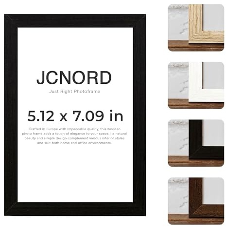 JCNORD Cadre Photo en Bois MDF Noir de 13x18 cm avec Verre Plexi Incassable | Cadrer Moderne pour Murs et Tables