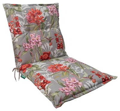 Dehner Niederlehnerpolster Toscana, Stuhlkissen wasserabweisend, Polster für Gartenstühle, ca. 50 x 52 x 50 cm, Baumwolle / Polyester / Viskose, taupe / rot