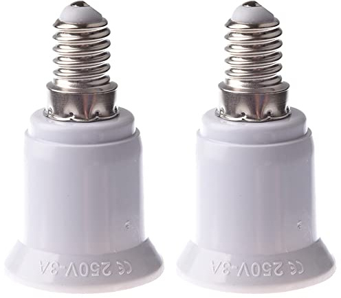 Janasiba 2 adaptadores de casquillo E14-E27 LED para lámpara, perno, adaptador convertidor
