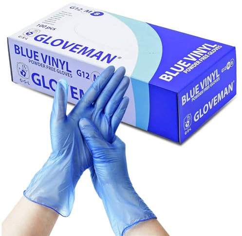 The Real Touch Disposable Gloves, Size L, Pack of 100 Powder Free, Latex Free,Blue Vinyl Gloves Comfortable Fit, Suitable for Food Handling, Cleaning & Multi-Purpose Use