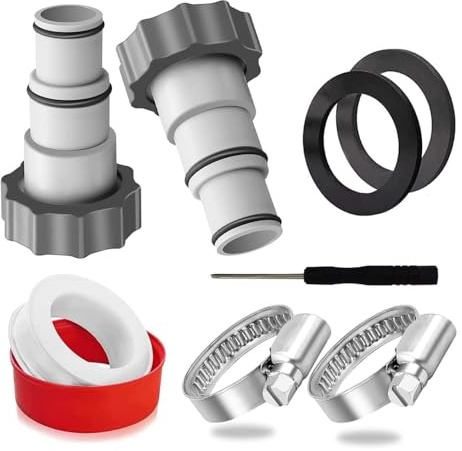 Hose Adapter for Pump, Pack of 2 Hose Adapters Pool, Pool Hose 32-38 mm Connector Hose Clamps Adapter for Pumps with Thread Connection and Piston Valve