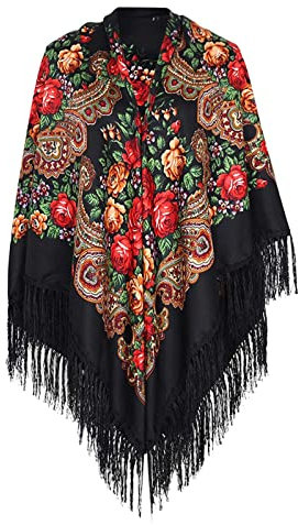 Damen Halstuch Schultertuch Groß Dreieck Winter Dreieckstuch Vintage Elegant Lässige Winterschal Dreieck Strickschal Dreiecksschal Soft Wrap Lange Stola Fransen Poncho (Dark Blue, One Size)