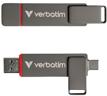 Verbatim Dual QuickStick, 1 TB Externo 3.2 Gen 1 USB-C/USB-A SSD, Memoria USB de Alta Velocidad de hasta 530 MB/s, Memoria Extremadamente rápida para teléfono móvil, Ordenador portátil, PC y portátil