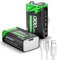 9V Wiederaufladbare Akku, 1300mAh Lithium-ionen Block Batterien mit USB-C-Schnellladekabel ideal für Rauchmelder, Feuermelder, Alarme, Mikrofon, Multimeter usw (2 Stück)