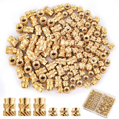 150 Piezas Insertos Roscados, M3/M4 Tuercas de Latón, Duraderas Tuercas Moleteadas, Tuercas de Inserción Roscado para Impresoras 3D, Teléfonos Móviles, Automoción