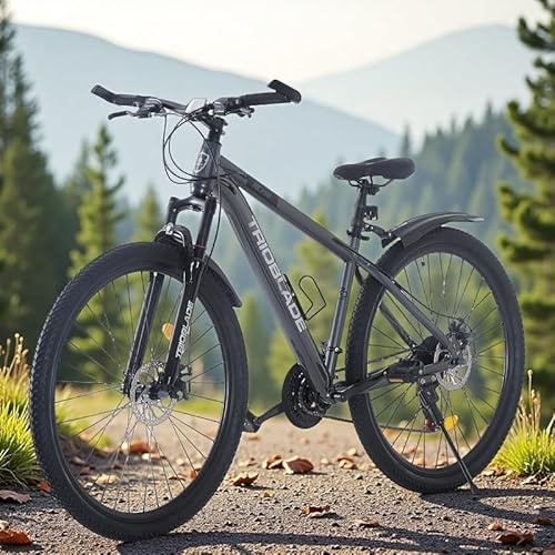 BSTSEL 24/26/27.5/29 Inch Mountain Bike with Front Suspension Fork Mountain Bicycle 21 Speeds with Dual Disc-Brake Suitable for Over 18 Years (24 Inch Grey)