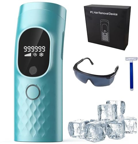 IPL Hair Removal Device, Laser Hair Removal Device 3-in-1,5 Energy Levels, 999,999 Flashes, 2 Control Modes, IPL Laser Hair Remover for Women Body Facial Bikini Line Arm Leg, Home Use (Sky Blue)