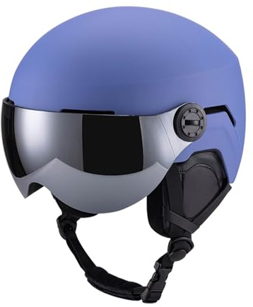 Alomejor Casco per Sport Sulla Casco da Sci Uomo Donna da Bici per Adulto con Sicurezza e Comfort Migliorati per Snowboard Rosa Loto, Blu, Bianco, Fibra di Carbonio per Circonferenza della Testa di