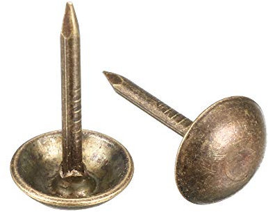 sourcing map 100Stk Polsterung Nägel Zwecken Für Sofa Möbel Kopfteile Pause Clavos Bronzeton 7mm Dmr 13mm Höhe Antiker Runder Daumen