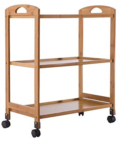 Mesa Carrito Camarera Carro De Servicio 3 Niveles De Madera Organizador Movimiento Fácil Encargarse De Ruedas Universales con Freno Capacidad 60 Kg (Color : Orange)