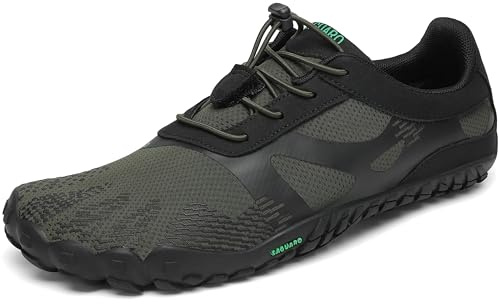 SAGUARO Minimalistiska Skor Herr Dam Bekväm Ljus Trail Skor Flexibel Halkfri Barfota Skor Andas för Jogging Promenader Fitness Vandring, Grön 40 EU