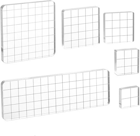 6 Stück Silikonstempel Set, Transparent Stempel Clear Stamps Personalisiert Stempel Set mit Gitter Linien Buchstaben Stempeln für Silikonstempeln, Scrapbooking, Fotoalbum, Einladung Karten