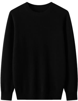 Rfmfkkg Maglione da uomo in cashmere girocollo a maglia spessa pullover lavorato a maglia a maniche lunghe vestibilità slim jumper, Nero , M