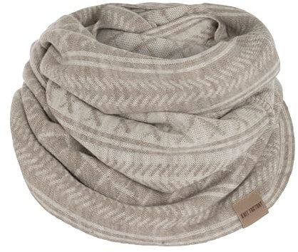 KNIT FACTORY - Dusk Loop Schal - Feingestrickter Schlauchschal - Herbst & Winter Essentials - Zeitloses Mode-Accessoire - Für Damen und Herren - Strickschal mit Wolle - Iced Clay/Beige