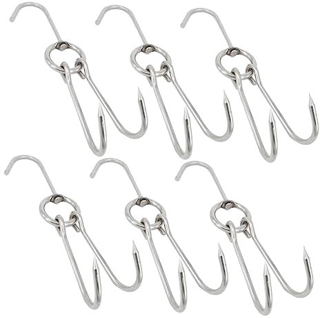BEBEMOKO Ganchos Para Colgar De Acero Inoxidable 6 Unidades Perfectos Para Parrilla y Ahumado