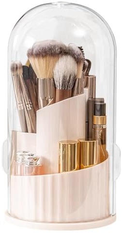 Generico Organizzatore Portapennelli per Trucco - Scatola Organizer Per Cosmetici - Contenitore Rotante 360° Antipolvere Con Coperchio Per Pennelli Cosmetici Da Viaggio Bagno Scrivania Cassettiera