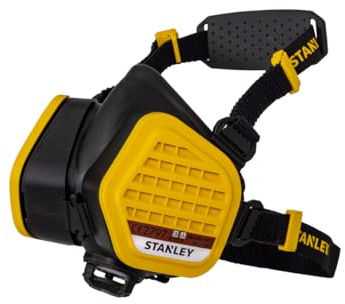 Stanley A1P3 Half Mask Respirator with Face-Fit Check, 99.97% Filtration, Activated Carbon Filters, Paint, Pesticide & Organic Gas Protection, Reusable Low-Resistance Breathing Mask - Medium/Large