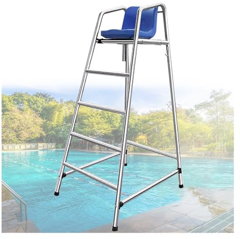 Chaises de Sauveteur surélevées en Acier Inoxydable pour piscines intérieures/extérieures - Hauteur : 120/150/180 cm, Chaise d'arbitre Amovible pour Plage, Jardin, Cour, idéale pour Adultes