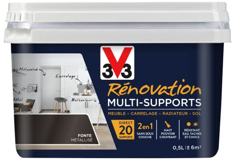 V33 Peinture rénovation multi-supports, Fonte Métallisé 0,5L