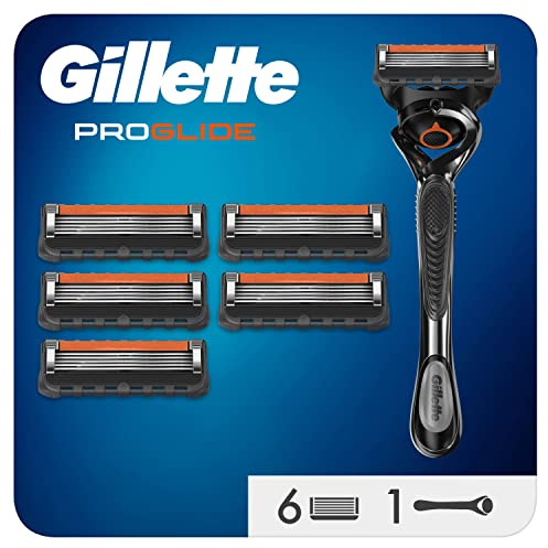 Gillette ProGlide Herrenrasiermaschine, Rasiermaschine 1 Gillette, ProGlide 6 Ersatzklingen für Rasierer Entwickelt für exakte