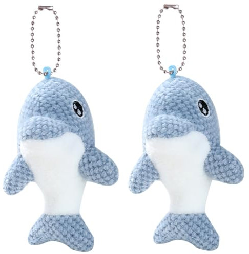 2PCS Plüsch Kleine Delphin, Plüschtier Delfin Kuscheltieranhänger mit Schlüsselring, Delfin-Puppe Schlüsselanhänger für Schlüsselband Schlüsselbund Schlüsselhalter & Schlüsselkette Taschenanhänger
