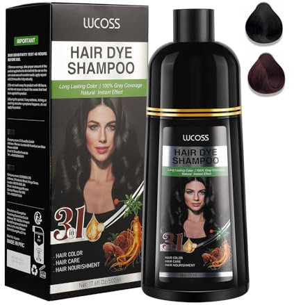 Instant Black Hair Shampoo, Haarfarbe Schwarz, Haarfärbeshampoo für Männer & Frauen, Black Hair Color Shampoo 100% Grauabdeckung- Einfach & schnell, Hält 30 Tage 3 in 1 Schwarzes Haarfärbemittel