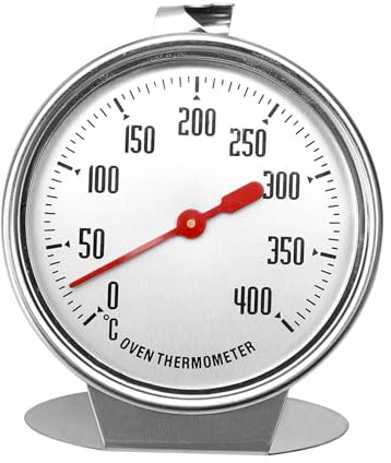 TNSLAND Termometro da Forno Termometro da Forno in Acciaio Inox Campo di Misura da 0°C A 400°C Appeso E in Piedi con Quadrante Grande Forniture Termometro Cucina per Cuocere, Cucinare E Grigliare
