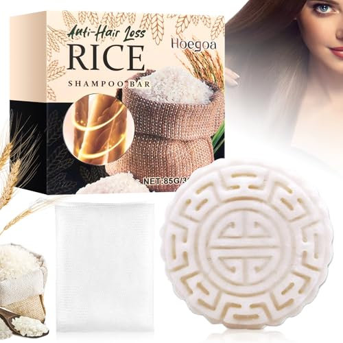 Shampoing Solide pour Recroissance Cheveux,Barre Savon Artisanal,Shampoing Solide,Savon Eau De Riz Et Ingrédients Naturels,Préserve la Brillance Naturelle 85g