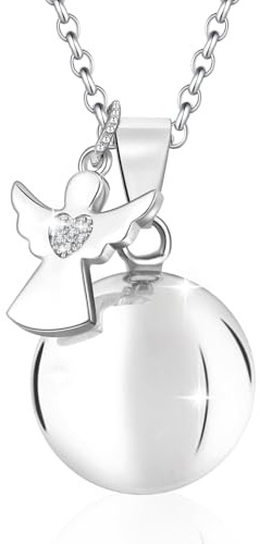 Cosie Lily Collar áNgel Del Embarazo, Longitud 110 Cm Collar Plata De Ley 925 Mujer Con Esférico Colgante, Regalos Para La Futura Madre Amiga, Hermana