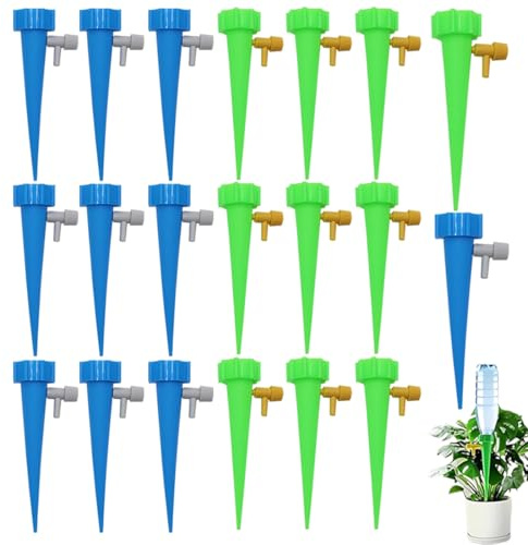 JUGUTA 20 Piezas Riego Por Goteo Automático Kit, Riego Automático Para Plantas, Ajustable Dispositivo De Riego Con Válvula De Control, Para Riego Por Goteo Para Macetas De Interior Y Exterior