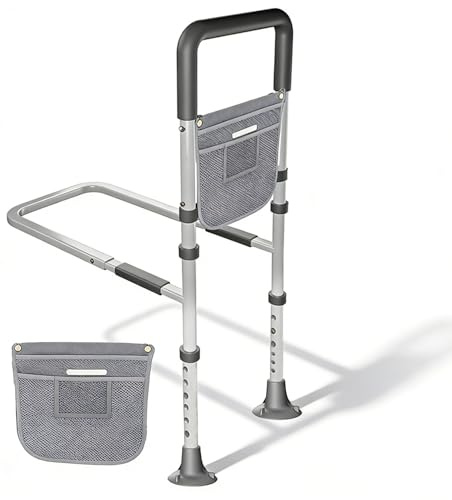Barandillas Para Camas De Adultos，Barandilla Ajustable En 7 Niveles De Altura, Soporta Hasta 150 Kg,Reposabrazos Seguro y Estable, Ayuda Para Levantarse De La Cama y Dispositivo Auxiliar Contra Caídas