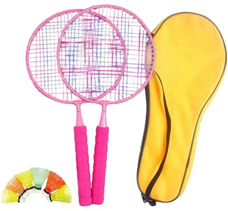 Racchetta da badminton per bambini, con racchette e 6 palline, giocattolo sensoriale per genitori, bambini, racchetta da badminton per sport, gioco fisico in interni ed esterni
