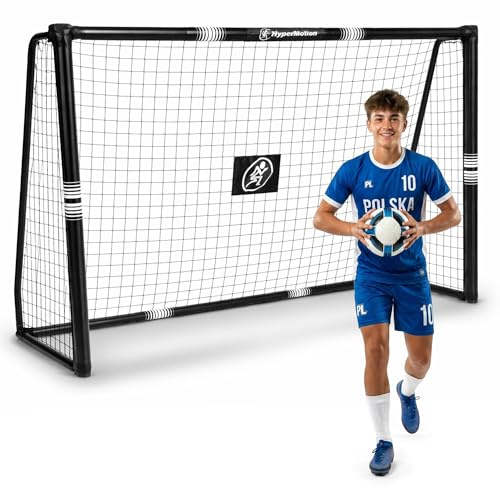 HyperMotion Goal Svart M Fotbollsmål, Legering Stål Fotbollsmål med Polyetennät ingår, Färg: Svart, Mått 240 × 160 × 85 cm, Vikt 5 kg