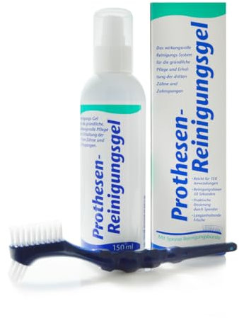 KK Prothesen-Reinigungsgel | 150 ml Dosierflasche | inkl. Reinigungsbürste | Prothesenreiniger