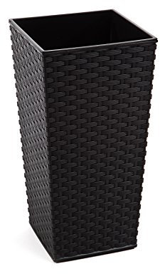 Gordanluk Tall planter rattan plant pot Designed Flowerpot with plant riser extra large plant pots indoor plant pots outdoor flower pot (Black, 25 x 46.5 cm)