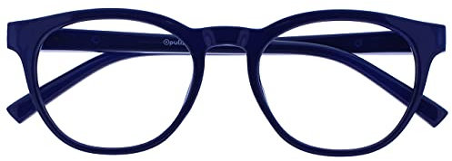 OPULIZE Blu - Lunettes de Lecture Anti-Lumière Bleue Monture Ronde et Cool Charnières à Ressort Améliore le Sommeil Jeux Ordinateur Bleu Hommes Femmes B5-3 +1.00