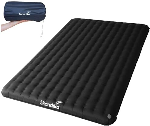 Skandika Elite Air Double | Matelas Gonflable Double 2 Personnes, 200 x 135 cm, Valve puissante, 16 cm de Hauteur, Ultra léger, Sac de Transport | pour Camping et randonnée