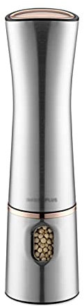 FURUIWUFENG Pepper grinder Salt and Pepper Grinder Battery Operated Stainless Steel Pepper Mill with Light Push Button Tool One Handed Operation Adjustable Grinder Pepper blender