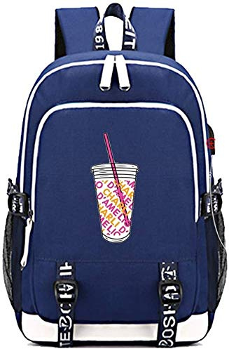 LiyaFei Sac à Dos Scolaire Adolescents Modèle de Boisson Hype House Charli D'Amelio imprimé for Ordinateur Portable Multifonctionnel avec Port de Chargement USB et Port for Casque (Color : 2)