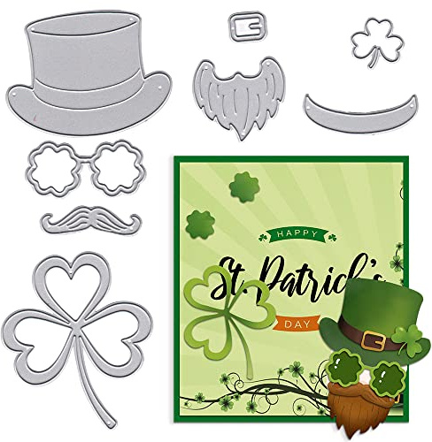 Estivaux St. Patrick's Day Shamrock Die Cuts for Card Making, Leprechaun Hat Cutting Dies Sets Gnomes Leaves Dies Stencils Embossing Template for Scrapbooking DIY Cards Album Crafts Supplies
