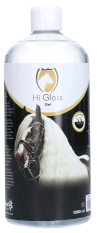 Excelente gel Hi Gloss con bomba – 1 l gel brillante para caballos – con acondicionador y aroma a lavanda – Cuidado para melena, cola y pelo – Gel de cuidado de caballos